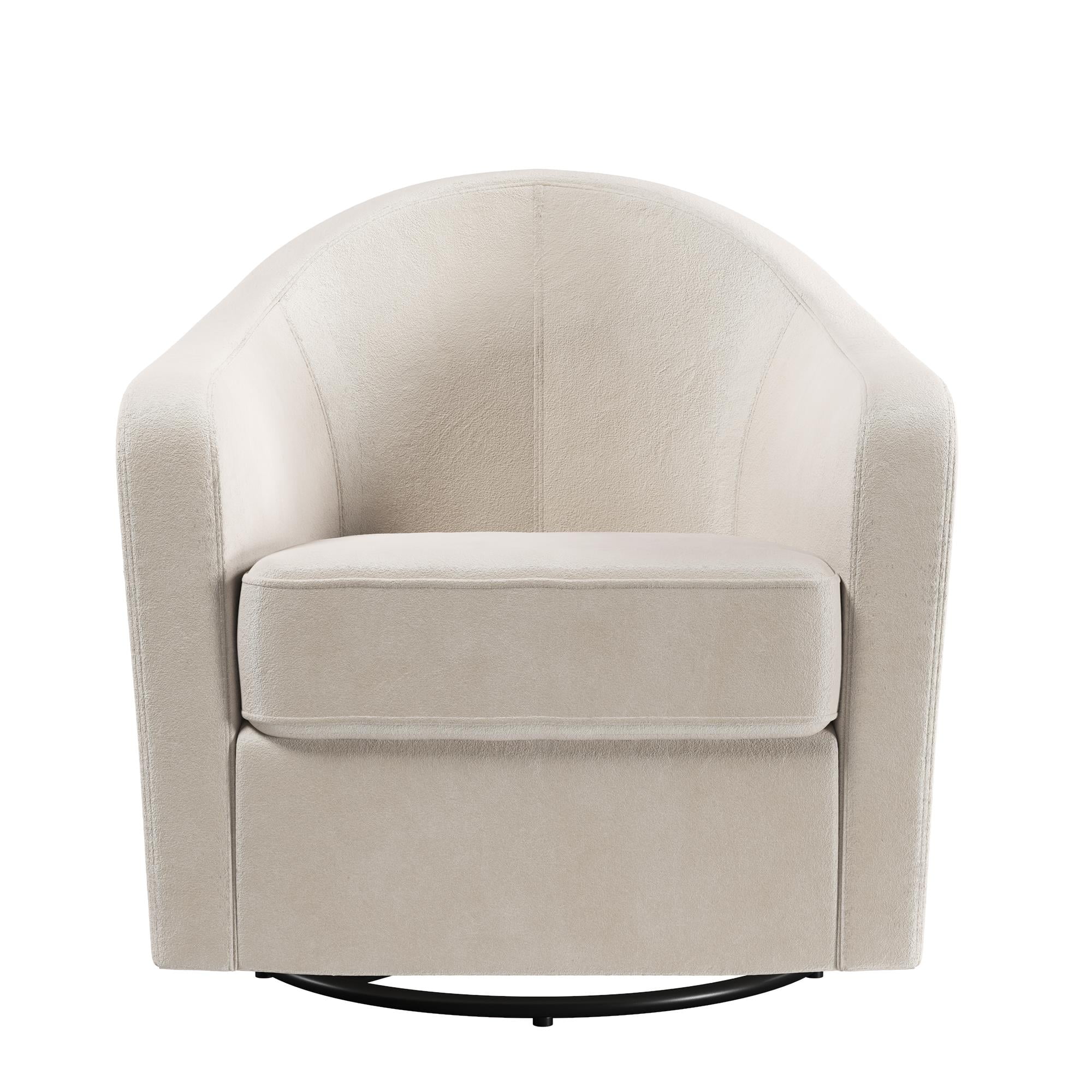 DHP Gentle Swivel Curved Accent Chair, Ivory Velvet