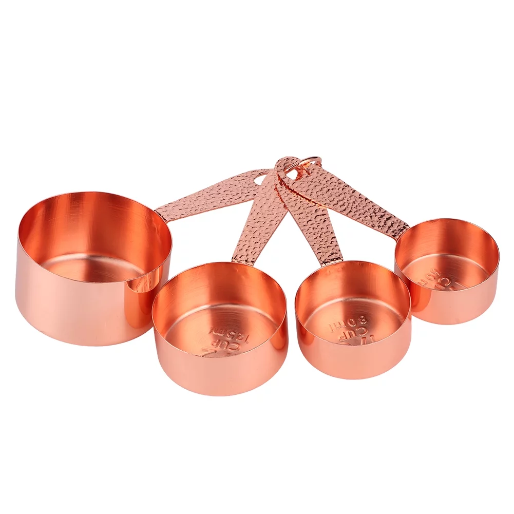 Dekaim Measuring Spoon, 4PCS Rose Gold Stainless Steel Measuring Cups Coffee Spoon with Scale Baking Cooking Kitchen Tools Set