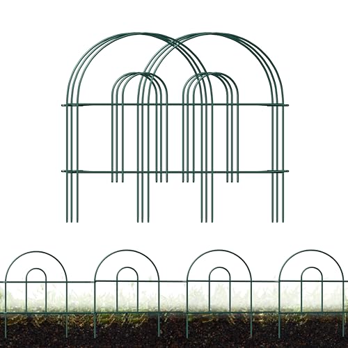 Decorative Garden Fence Border 32inX20ft Outdoor Green No Dig Temporary Iron Wire Edge Flowers Fencing Panels Rustproof Metal Folding Garden Fencing for Yard