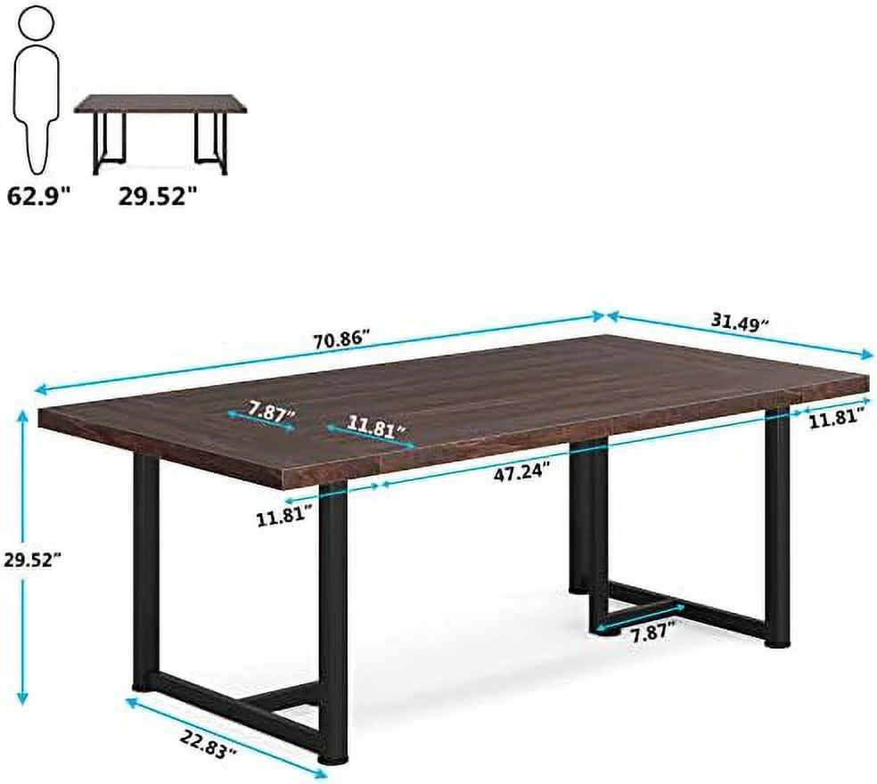 HJNIUNIU 70.8\u2019\u2019 Executive Desk Computer Desk for Home Office  Large Desk Wooden Seminar Table Industrial Workstation Business  (Brown)