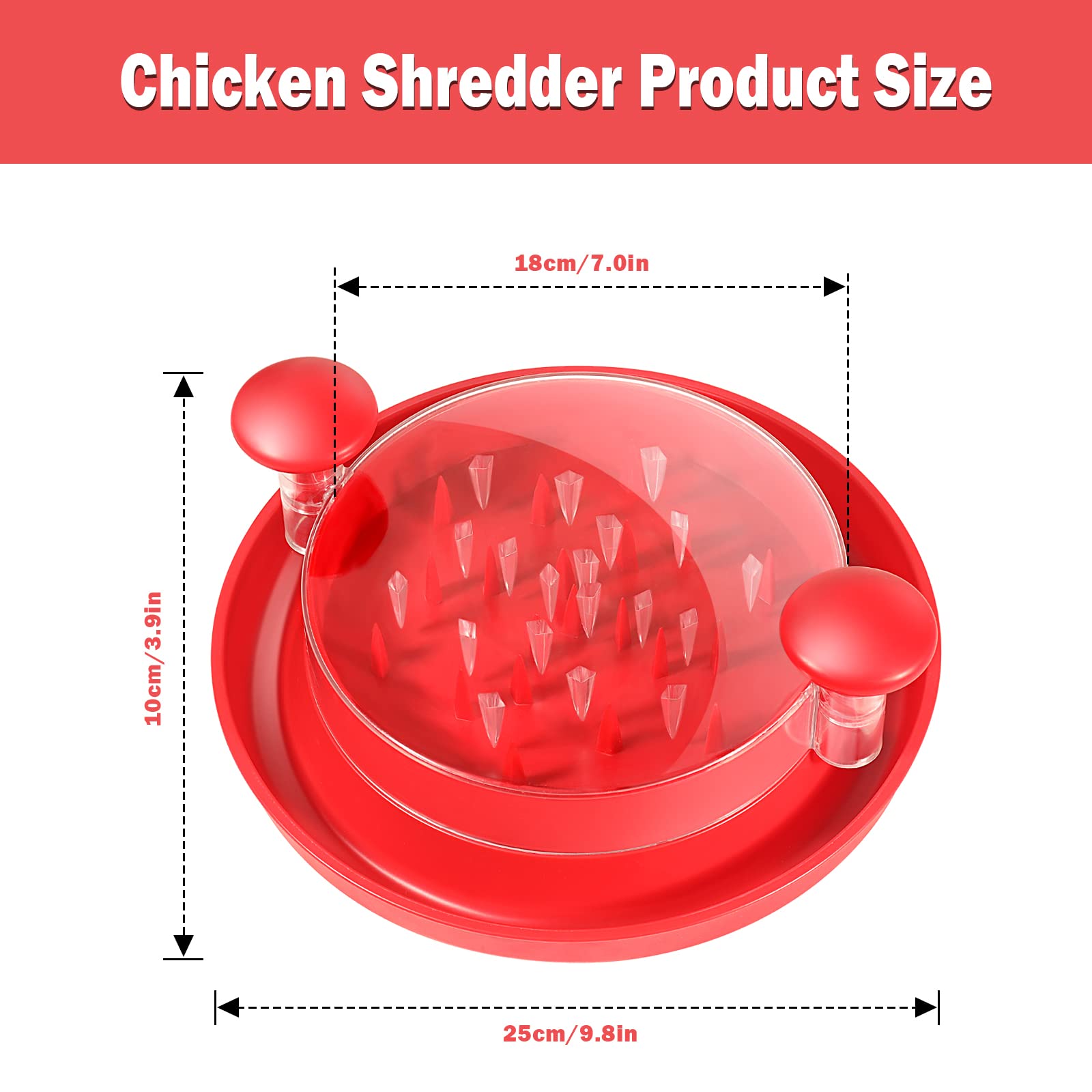 Chicken Shredder Shred Machine, Large Meat Shredder Machine, Chicken Shredding Tool with Clear Cover and Non-Skid Base, Ergonomic Handle,Shred Machine Tool for Pork, Beef and Chicken,Dishwasher Safe