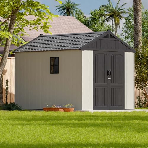 Patiowell 6x4 FT Plastic Outdoor Storage Shed, Resin Shed Perfect to Store Patio Furniture, GardenTools Bike Accessories, Beach Chairs and Lawn Mower,Light Grey