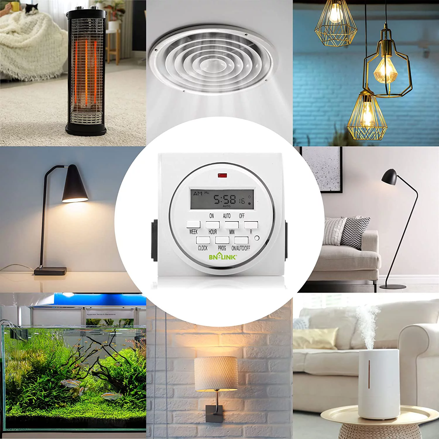 BN-LINK 7 Day Heavy Duty Digital Programmable Timer, FD60 U6, 115V, 60Hz, Dual Outlet, For Lamp Light Fan Security UL Listed(2 Pack)