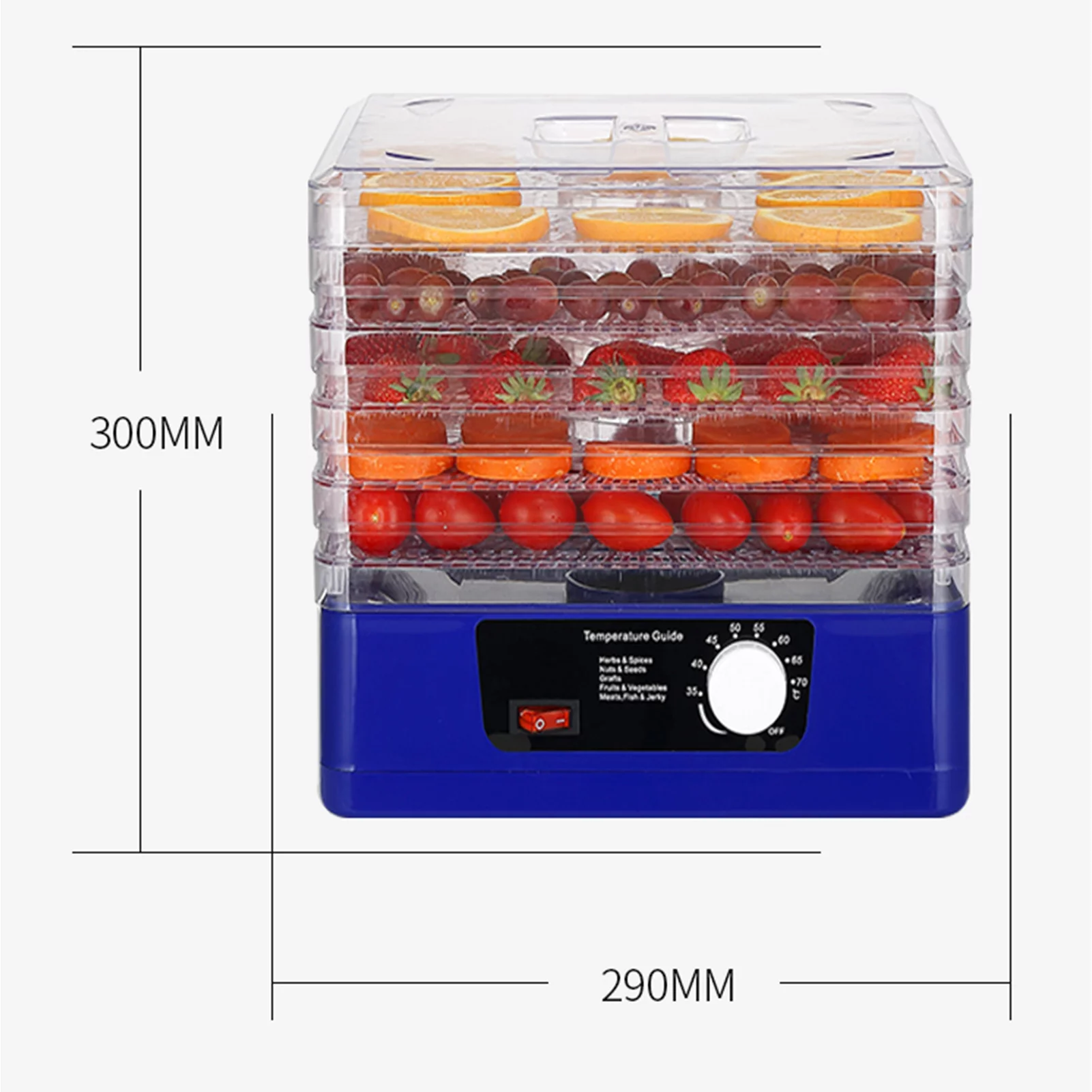 5 Trays Food Dehydrator Automatic Power Off Food Dehydrator Adjustable Intelligent Food Dehydrator for Jerky Meat Herbs Fruit Dryer Machine with Digital Timer and Control