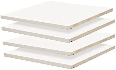 RUNFAYBIU 100% Solid Wood Set of 4 Small Shelves for Kyle Wardrobe/Armoire/Closet ONLY  Black