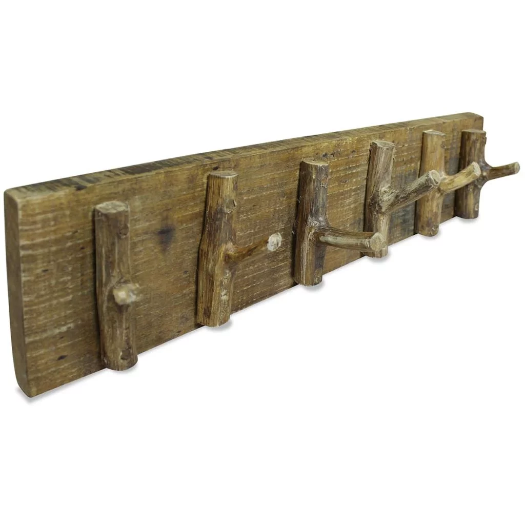 Anself Wall Mounted Coat Rack with 6 Pegs Reclaimed Wood for Wardrobe, Entryway, Hallway, Bathroom, Living Room, Kitchen, Bedroom, Home Decor 23.6 x 5.9 Inches (L x W)