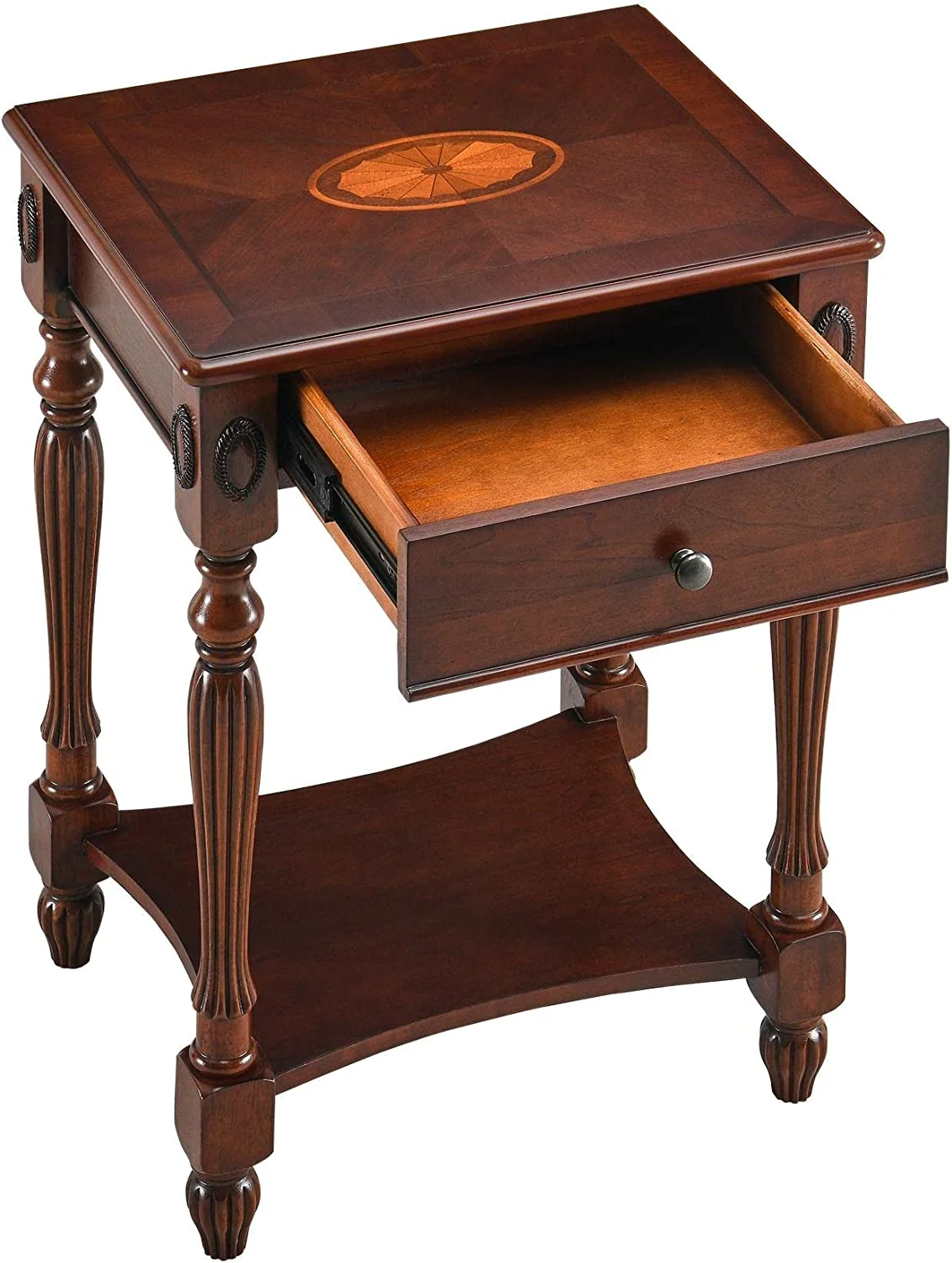 RUNFAYBIU Solid Wood End Tables Living Room  Accent  with Drawer and    Tall Nightstands Bedside Tables for Bedroom  19.7"x 15.7"x 27.6"  Cherry Walnut GBJ-1533-WD