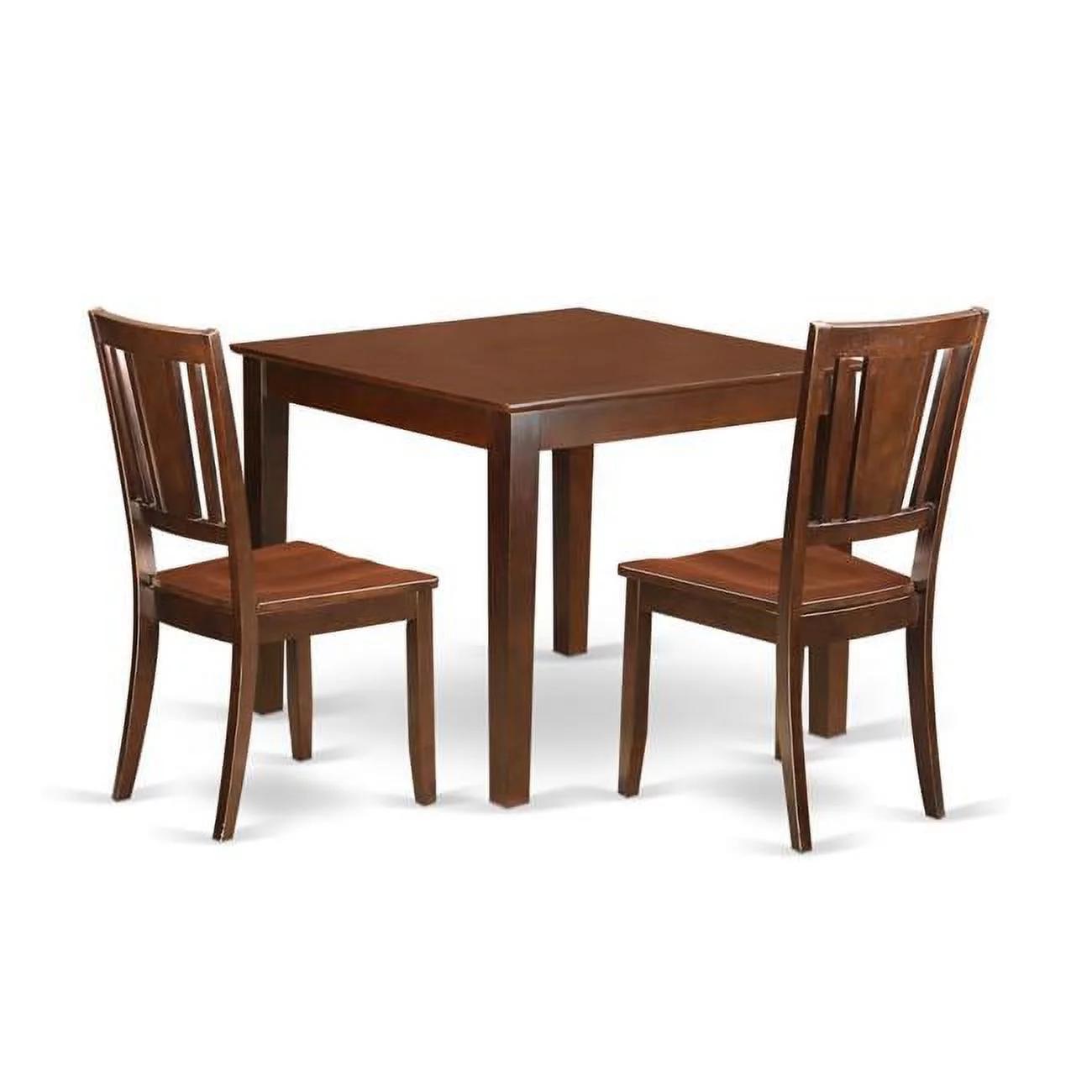 East West Furniture  Small Kitchen Table Set with One Oxford Table & 2 Chairs - Mahogany - 3 Piece