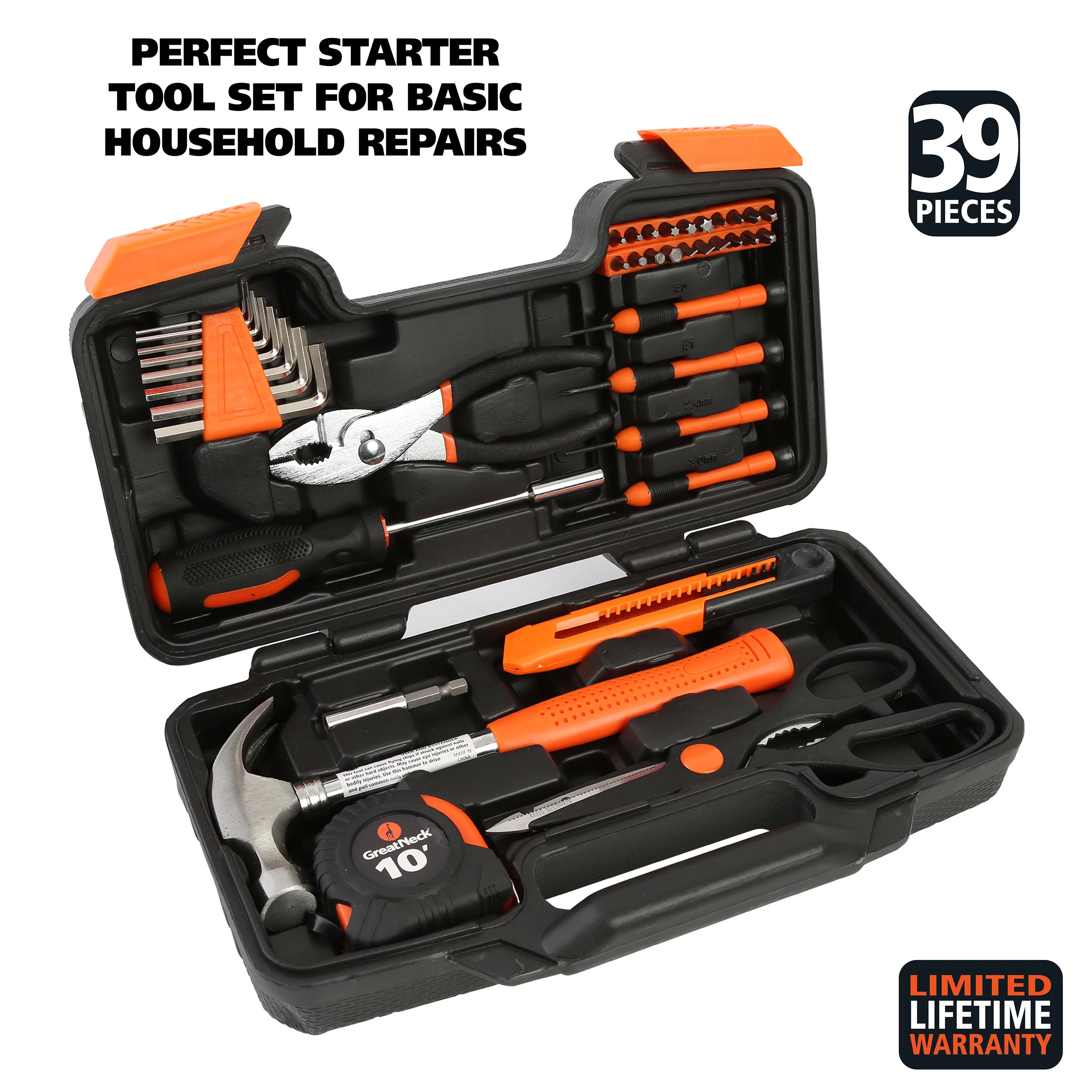 Great Neck 39-Piece Homeowner's Tool Set for Household, Apartment and Dorm Repairs
