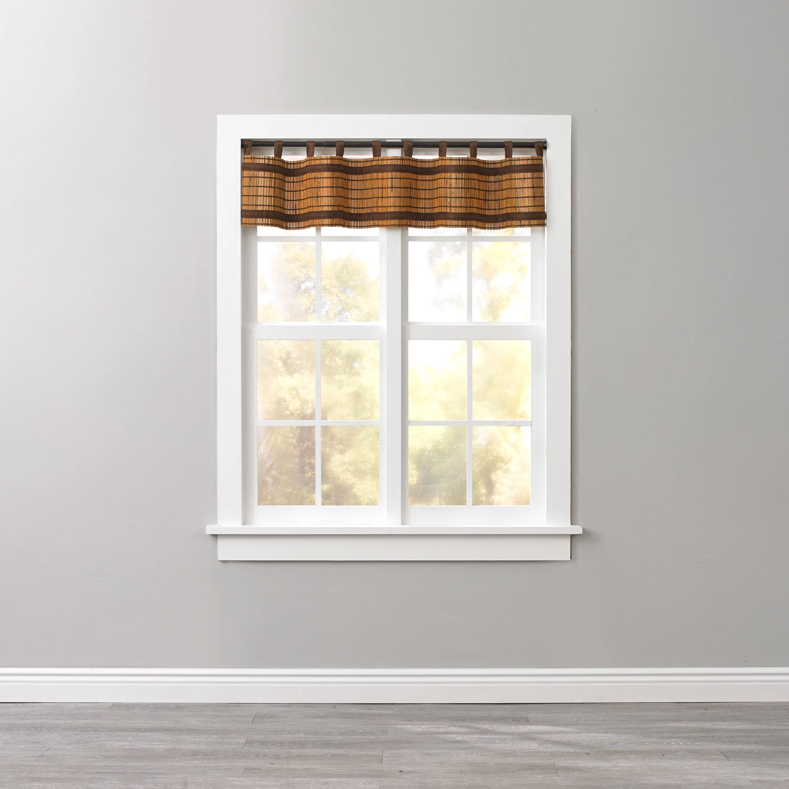 Brylanehome  Tab-Top Valance, Honey Oak Brown Window Curtain