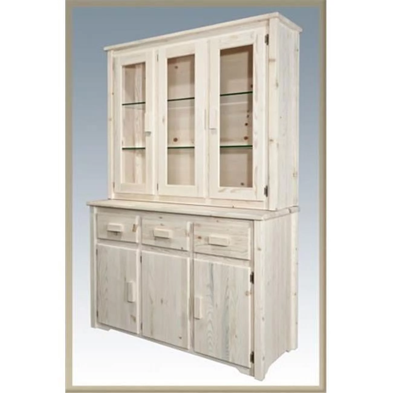 Montana Woodworks Homestead Transitional Wood China Hutch in Natural Lacquered