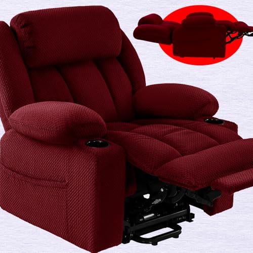 Power Lift Recliner Chair for Elderly - Triple Motor Lift Chairs - Infinite Position Adjust - Power Headrest - Heated & Massage - Lift Assist & 180° Lay Flat - Soft Plush Flannel (Grey)