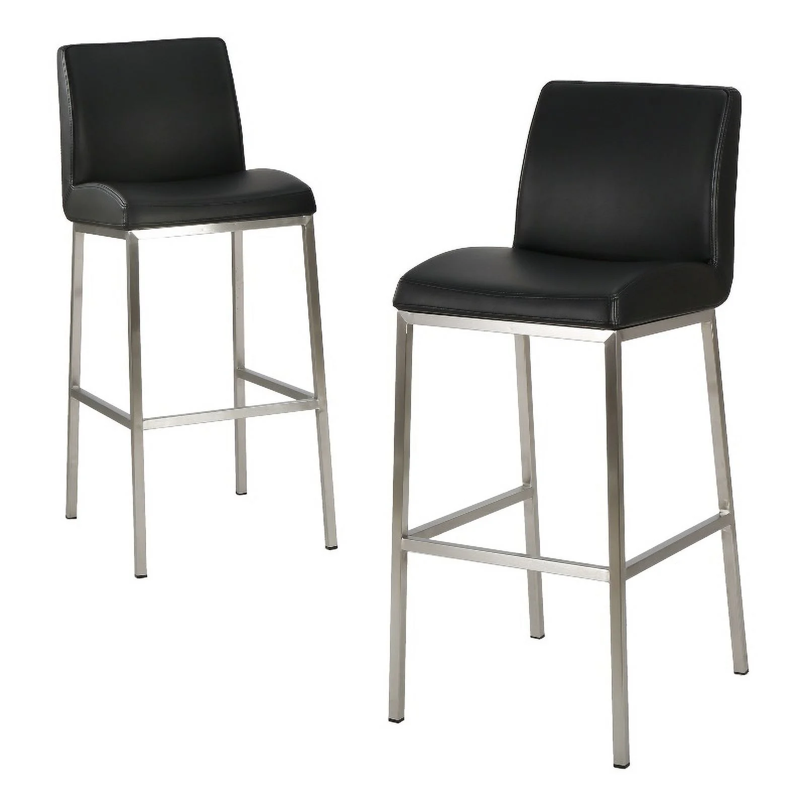 Noble House Vasos Black Leather Barstool (Set of 2)