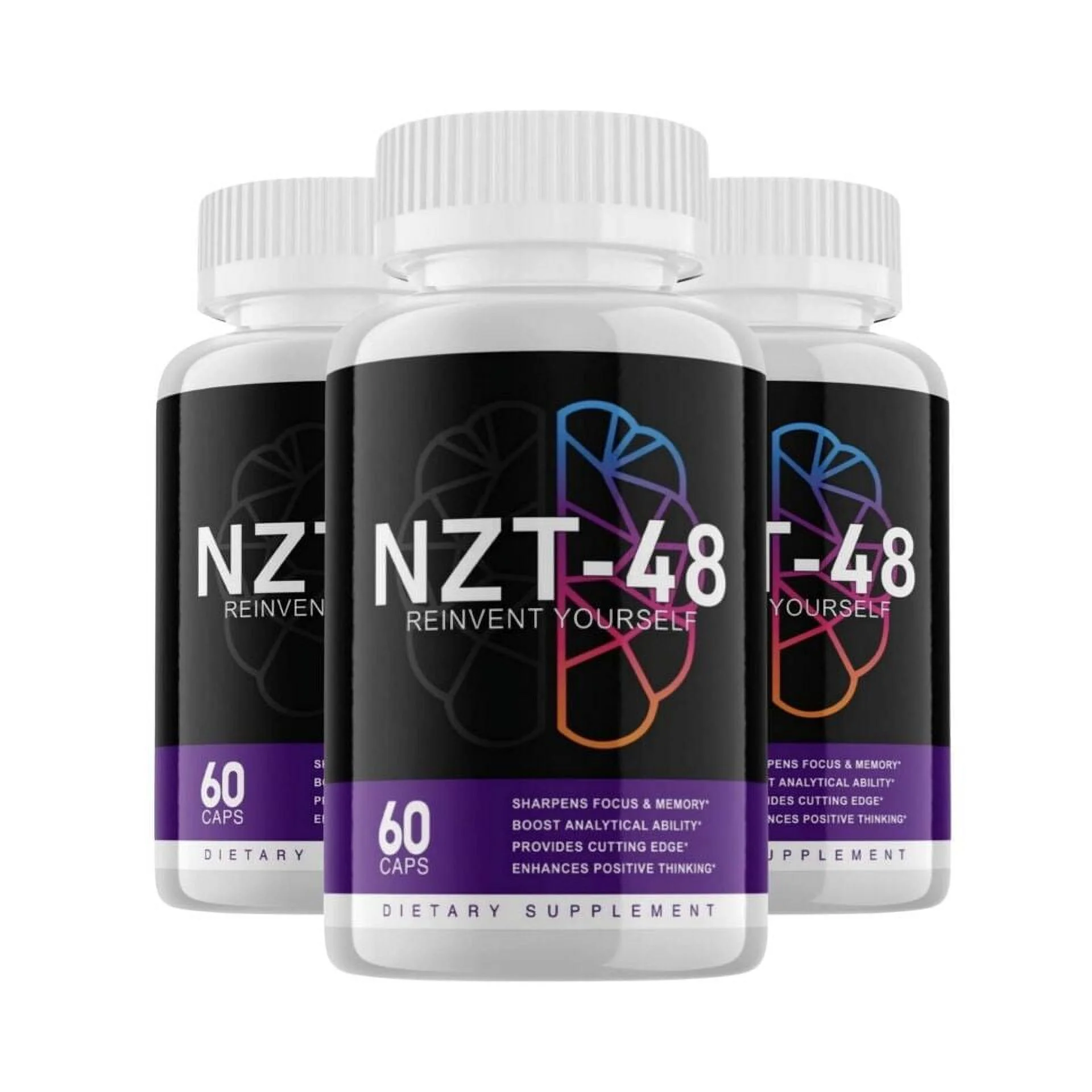 NZT-48 Brain Booster, Focus, Memory, Function, Clarity- 60 Capsules ( 3 Pack )
