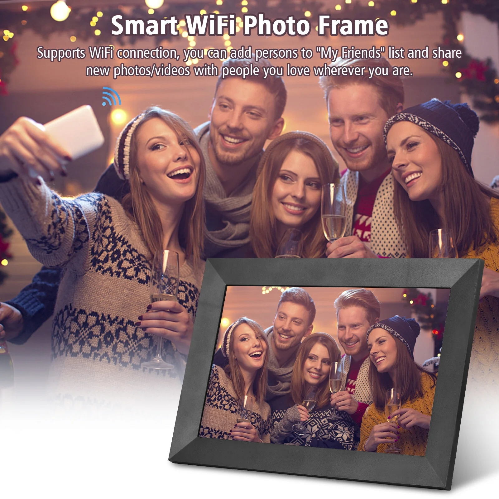 Zootealy 10.1 Inch Smart WiFi Photo Frame Digital Picture Frame HD IPS Touch-screen 1280*800 Photo 1080P Video 16GB Storage Supports Auto Rotation Photo Sharing via APP