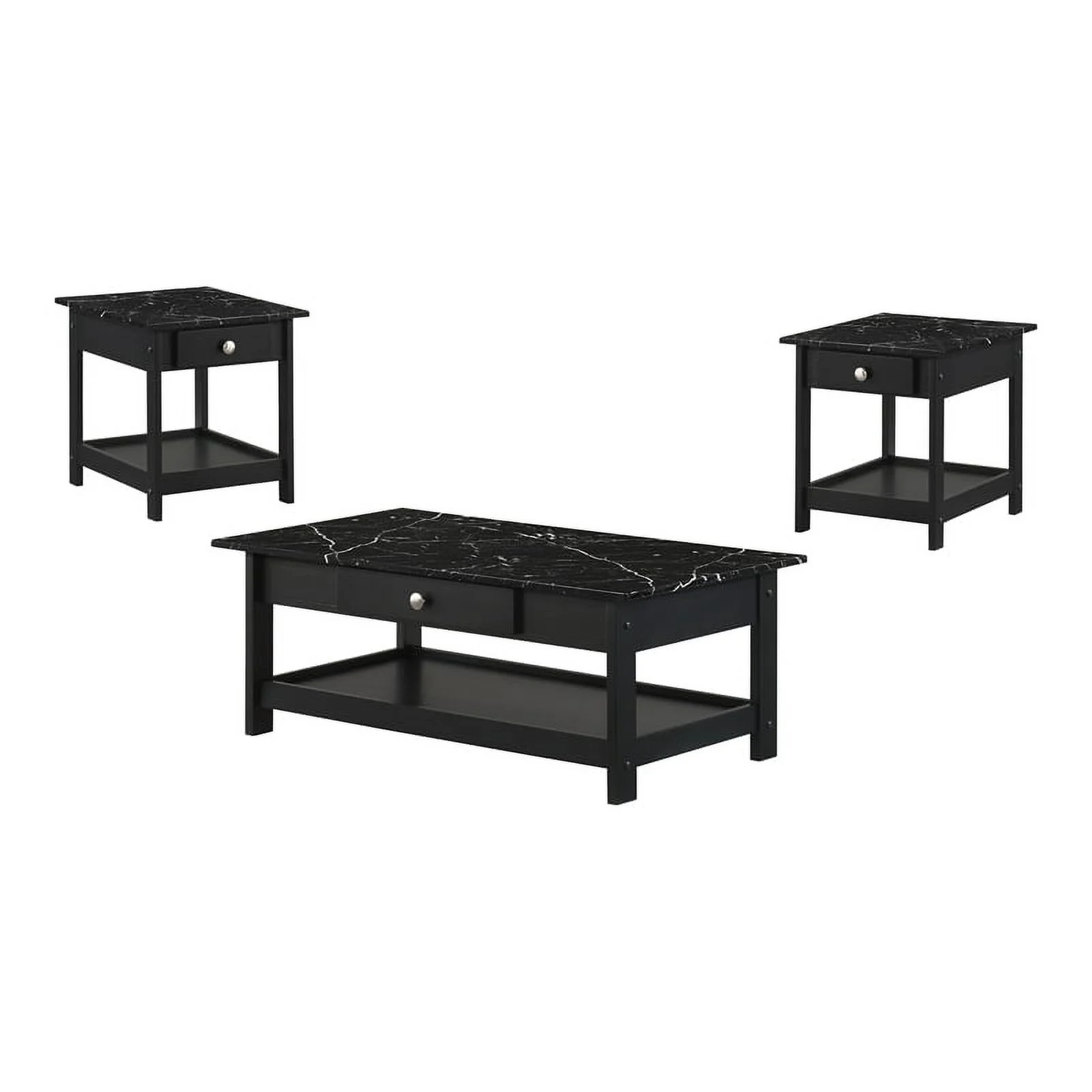 Furniture of America Histe Wood Storage 3-Piece Coffee Table Set in Black