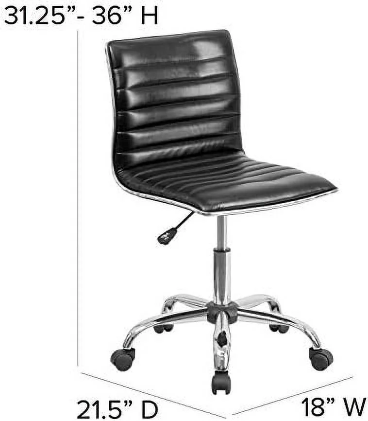 TJUNBOLIFE Low Back Designer Armless White Ribbed Swivel Task Office Chair