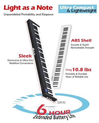 NikoMaku Semi-weighted 88 Keys Piano Keyboard Compact Portable Digital Piano Set for Beginners with Stand, Carrying Case, Sustain Pedal, Headphones, SWAN-S Black