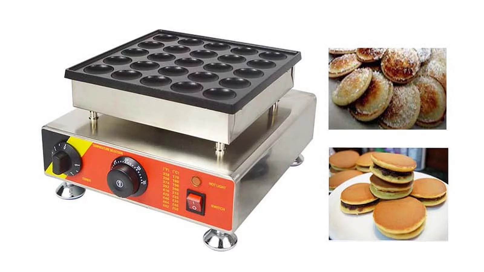 Techtongda 25 Holes Commercial Electric Pancake Machine Dutch Pancake Maker Iron Baker