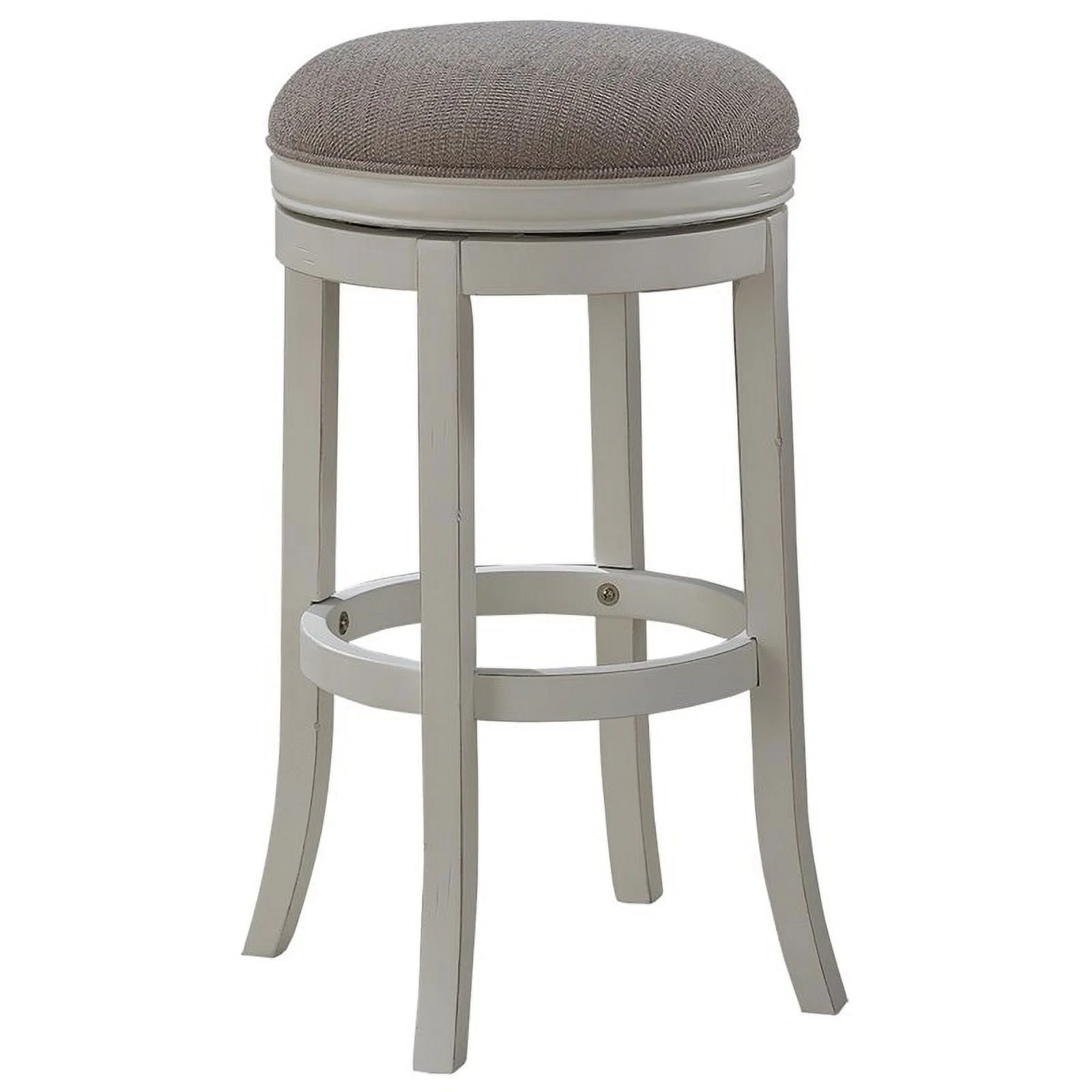 Home Square 2 Piece Backless Wood Bar Stool Set in Distressed Antique White