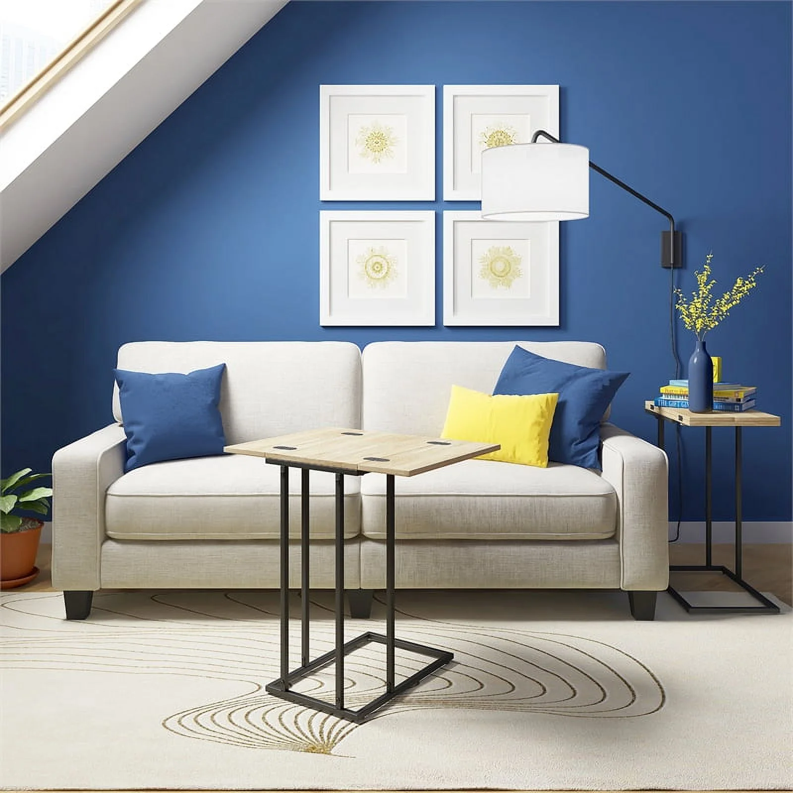 Serta Harton Rustic Expandable C Side Table Natural Brown