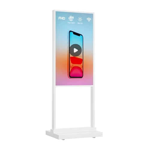 32 inch Digital Signage Kiosk LCD Advertising Display Menu Displays Indoor Floor Standing Vertical Poster White 2+32GB 2K 700nits Android OS with USB