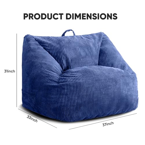 Bean Bag Chairs for Adult, Giant Bean Sofa with High-Rebound Memory Foam, Chair with Plush Microfiber Removable Cover, Big Sofa for Reading, Gaming, Black