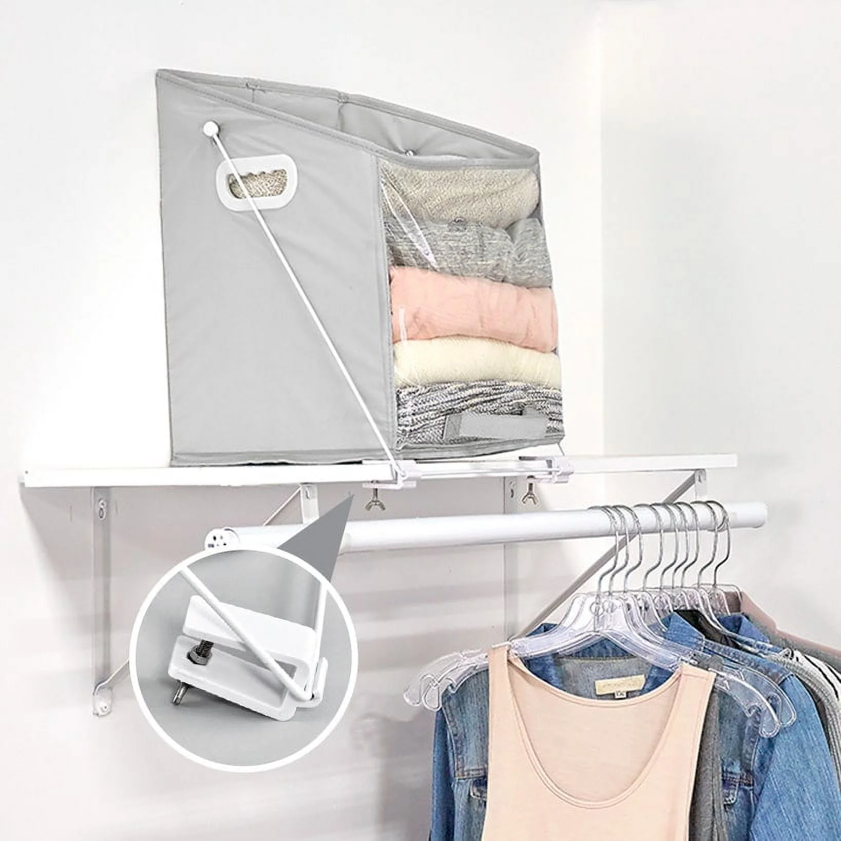 Pull Down Hanging Closet Caddy - Storage Space Organization System