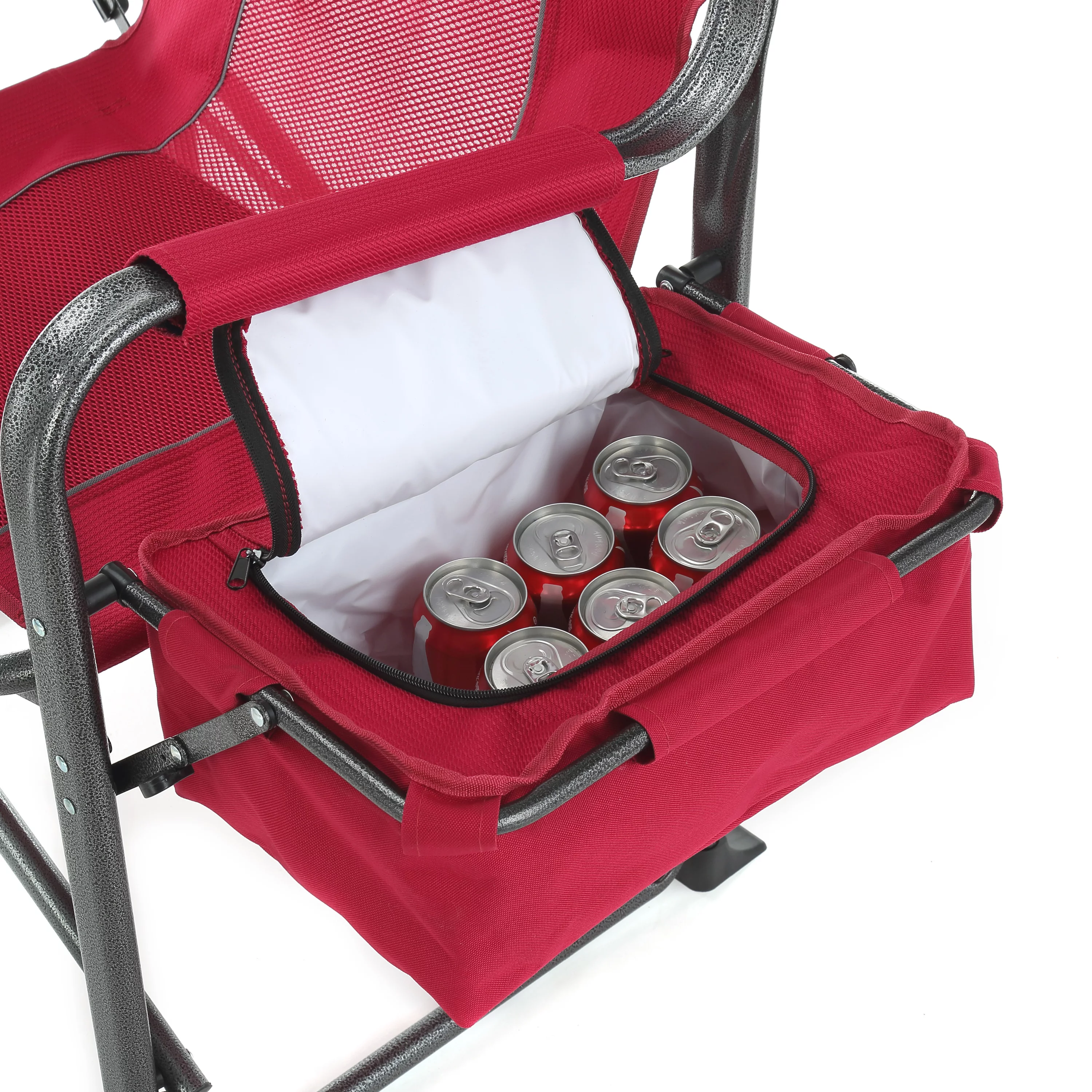 ARROWHEAD OUTDOOR Folding Director’s Chair w/Side Table & Integrated Cooler, Cup Holder, Storage Pouch, Breathable Mesh Back, Supports up to 450lbs, Carrying Case, Steel Frame, High-Grade 900D Canvas