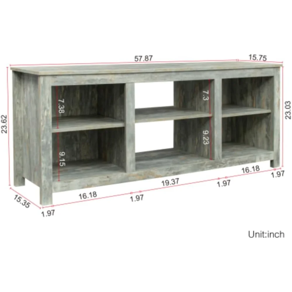 Living Room Tv Station Furniture with 4 Storage Compartments and 1 Storage Cabinet, Living Room Tv Station Furniture with 4 Storage Compartments and 1 Storage Cabinet, Particle Board
