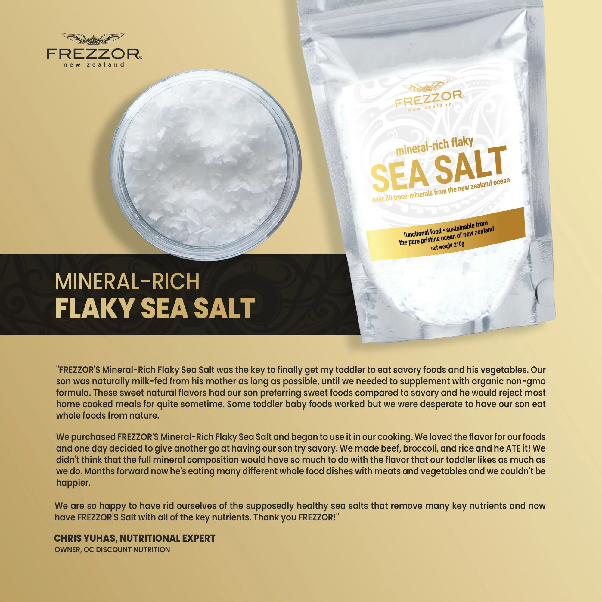 FREZZOR Mineral-Rich Flaky Sea Salt, Preferred By Top Chefs, 84 Minerals and Trace Elements, 6-Pack, 44.4 Oz