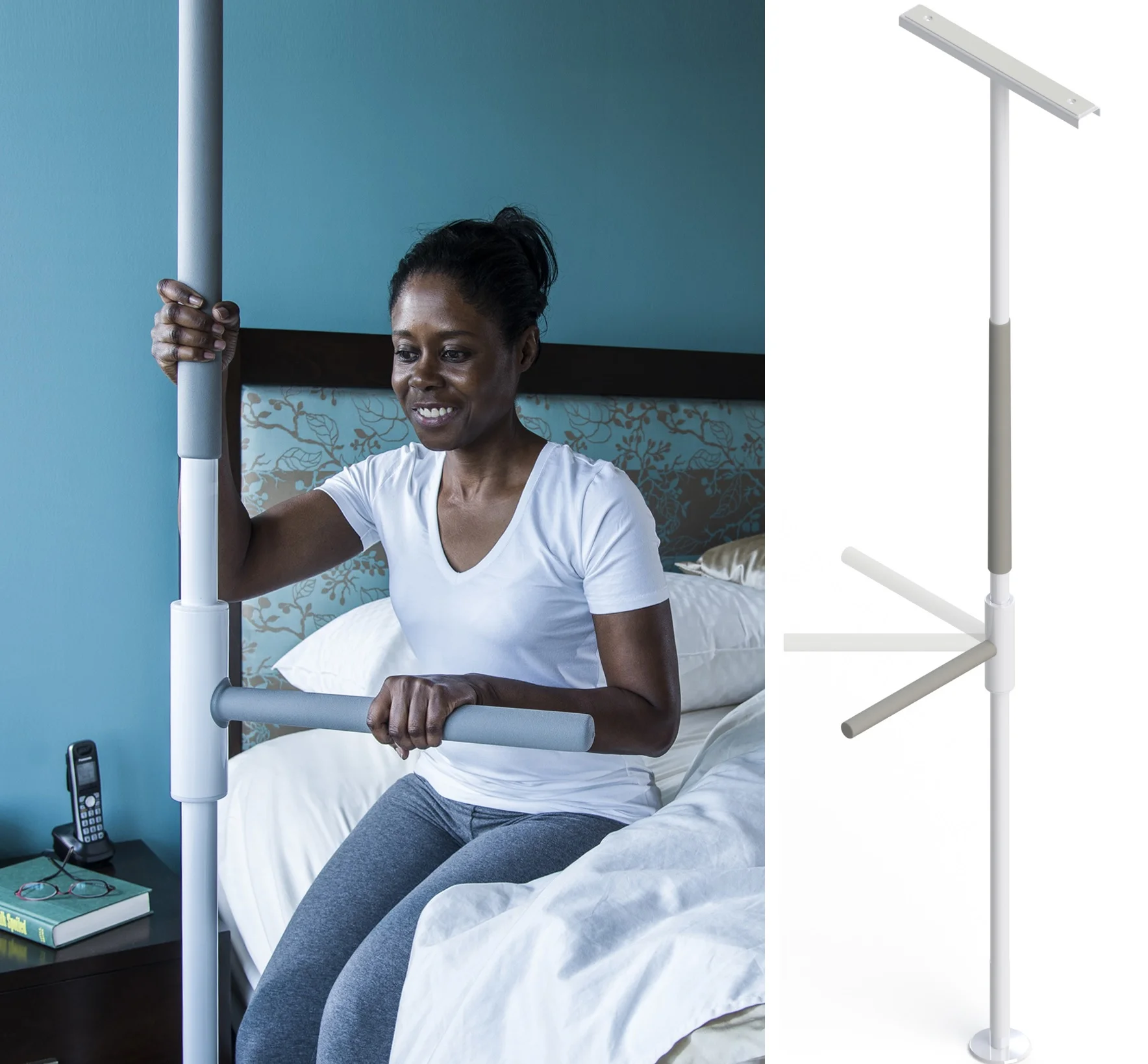 SuperBar, Floor to Ceiling Grab Bar (8Ft), Bathroom Security Transfer Pole for Adults & Seniors