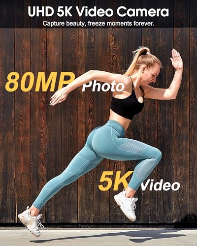 5K Digital Camera for Photography - 80MP WiFi Vlogging Camera for YouTube One-Touch Macro - UHD Autofocus Video Cameras with 4.0