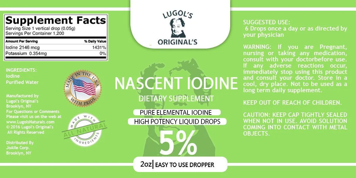 5% Nascent Iodine Liquid Drops Thyroid Support Supplement 2oz