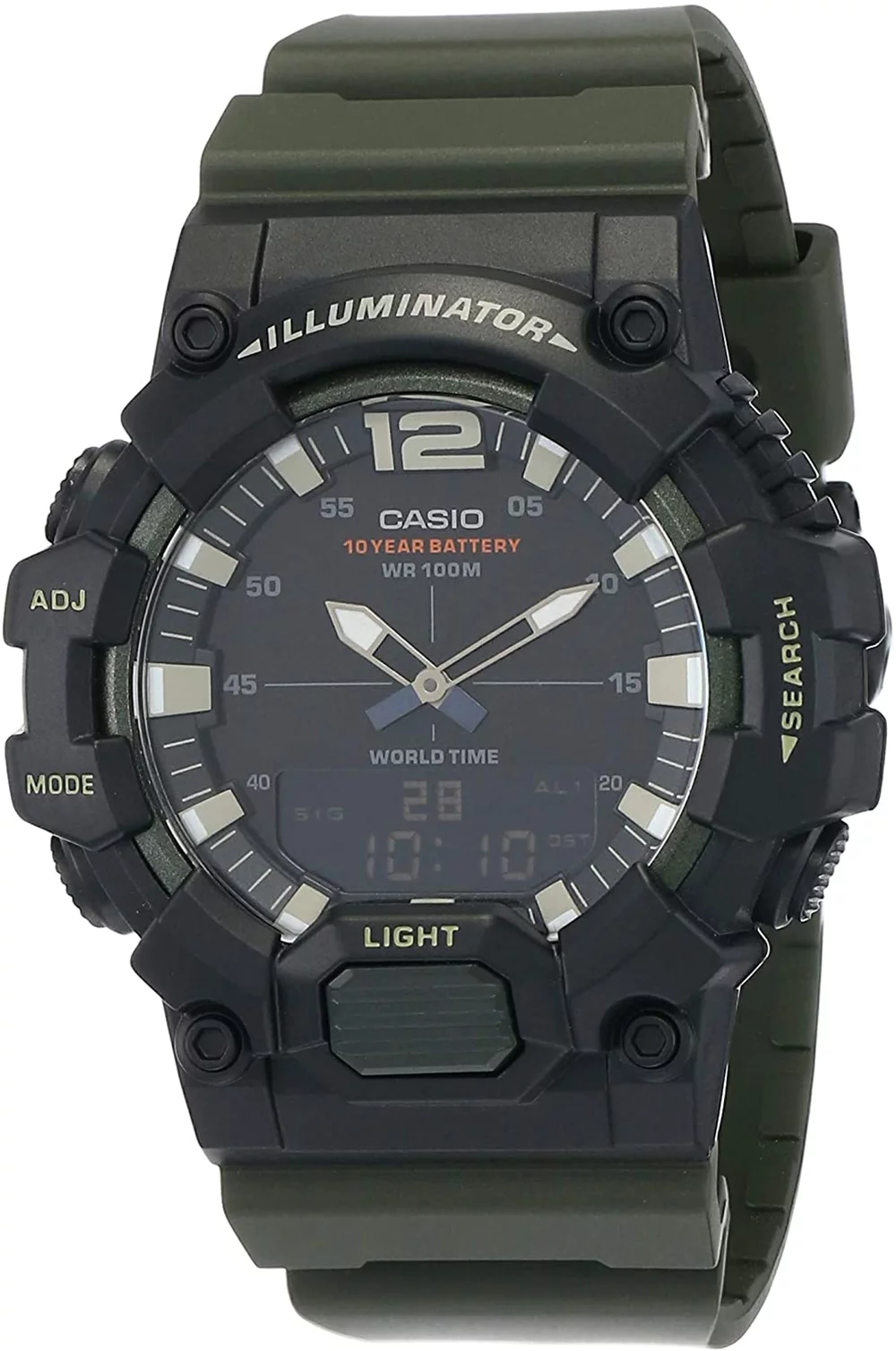 Casio Men's Analog-Digital World Time Watch, Green/Black - HDC700-3AV