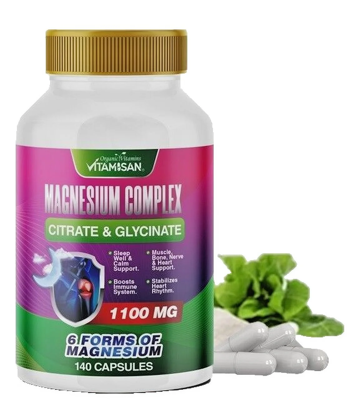 Magnesium Citrate Capsules 1100mg Per Serving - Highest Potency - 140 Capsules