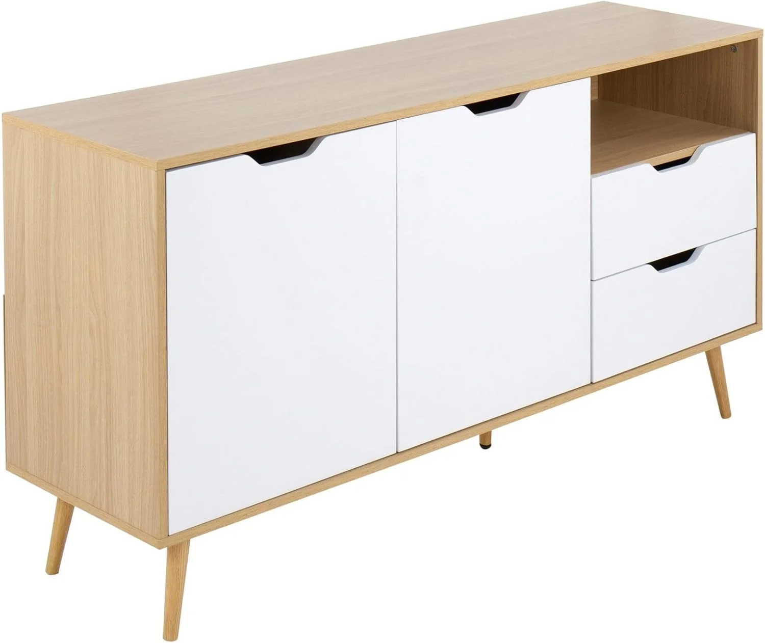 HJNIUNIU Astro Contemporary Sideboard in Natural Wood and White Wood