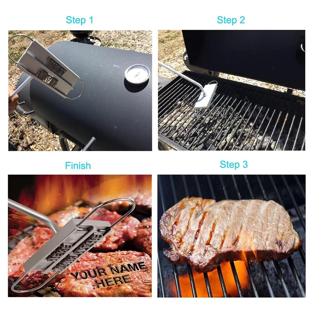 BBQ Barbecue Branding Iron Signature Name Marking Stamp Tool Burger Meat Steak