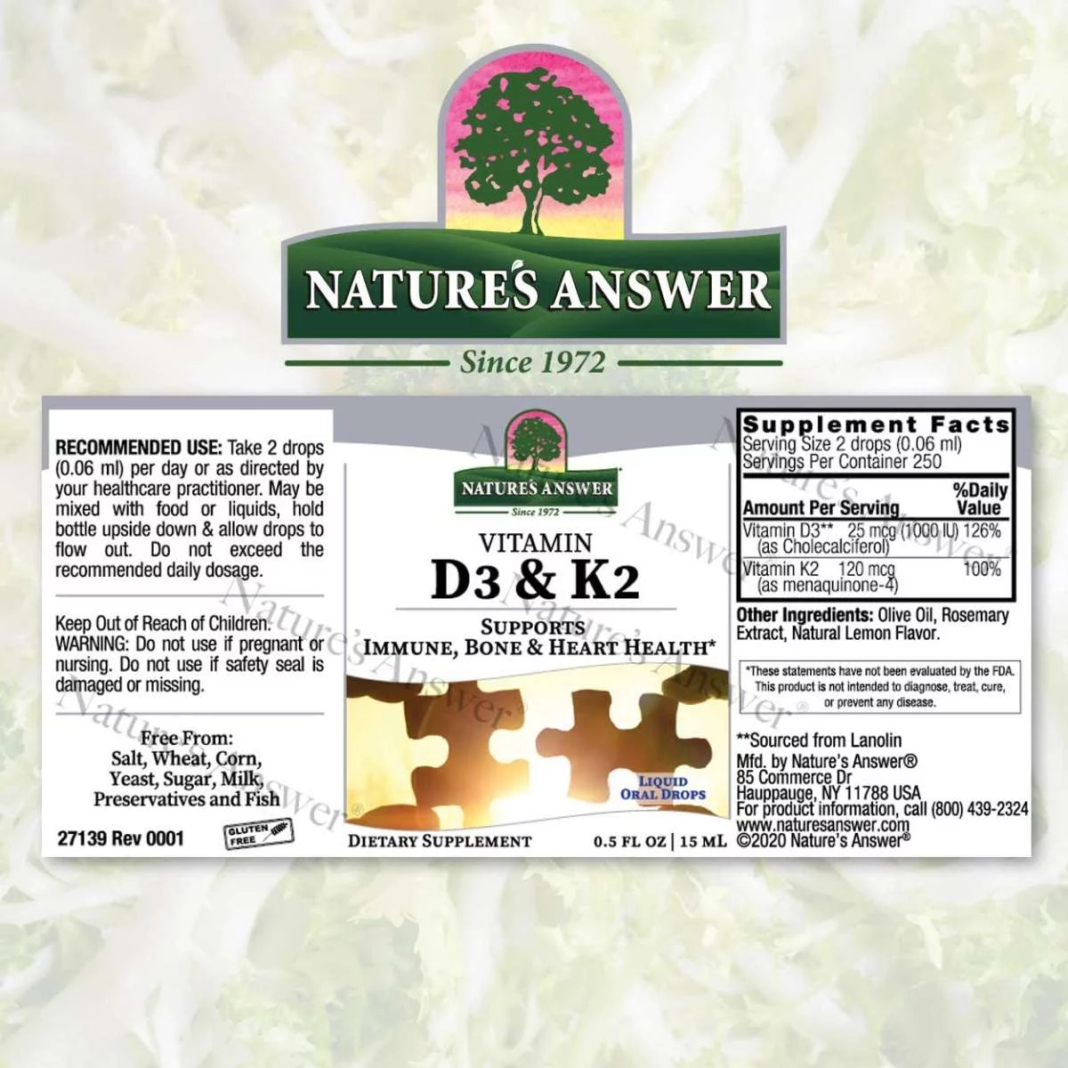 Vitamin D3 and K2 Liquid Drops 0.5oz