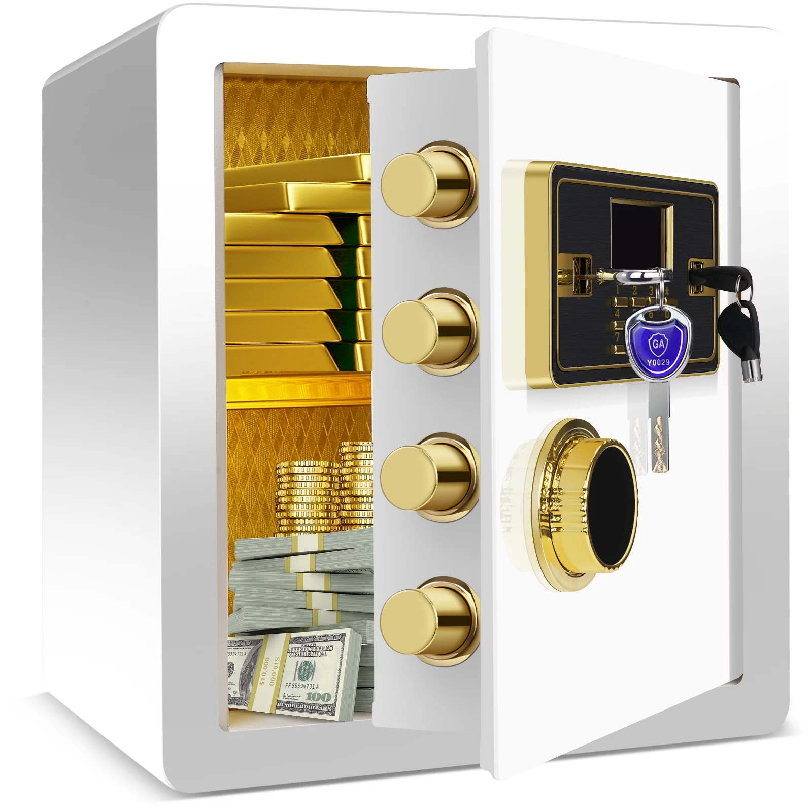 Home Safe with Digital Keypad and Sensitive Alarm System, Money Safe With Removable Shelf and LED Light, Small Safe for Money Jewelrys Documents Valuables
