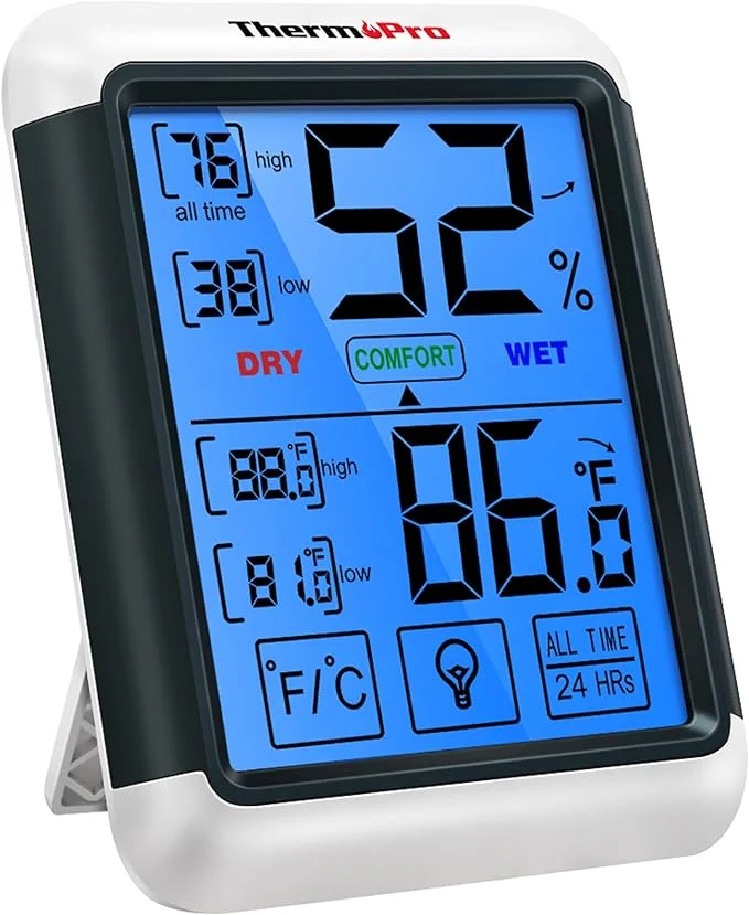 ThermoPro TP55 Digital Hygrometer Indoor Thermometer Humidity Gauge with Large Touchscreen and Backlight Temperature Humidity Monitor