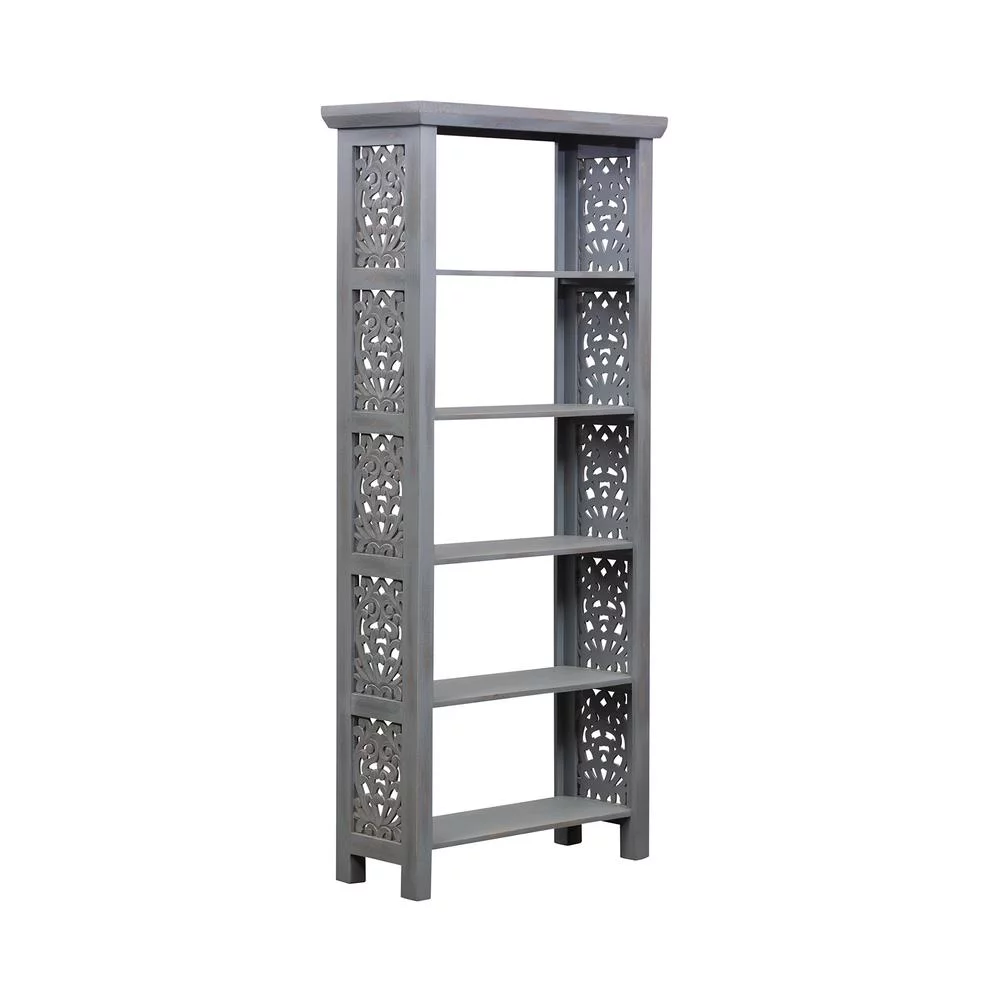 Trellis Lane 5-Shelf Wood Accent Bookcase in Gray