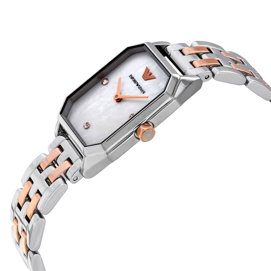 Emporio Armani Giola Quartz Crystal White Mother of Pearl Dial Ladies Watch AR11146