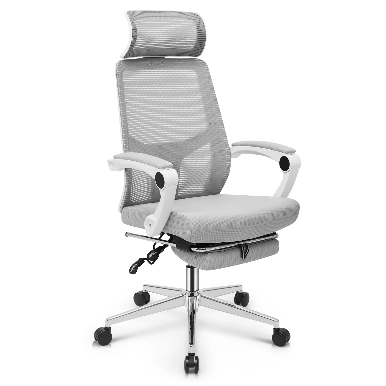 Magshion Ergonomic Office Executive Chair, Adjustable High Back Seat with Headrest & Footrest for Home Office, Grey