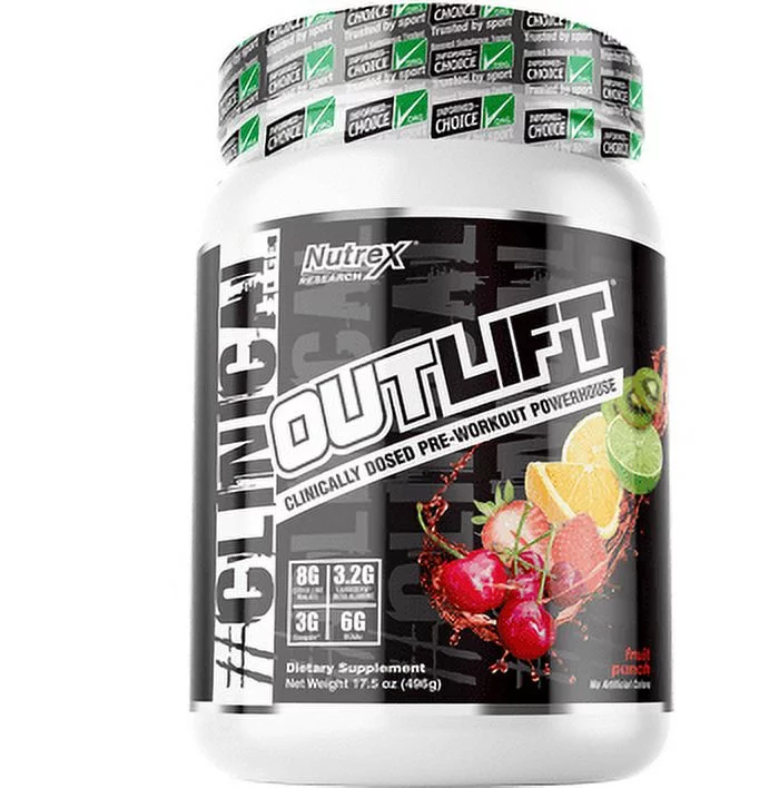 Nutrex Research Outlift Pre-Workout Powder, Powerhouse Fruit Punch, 20 Servings