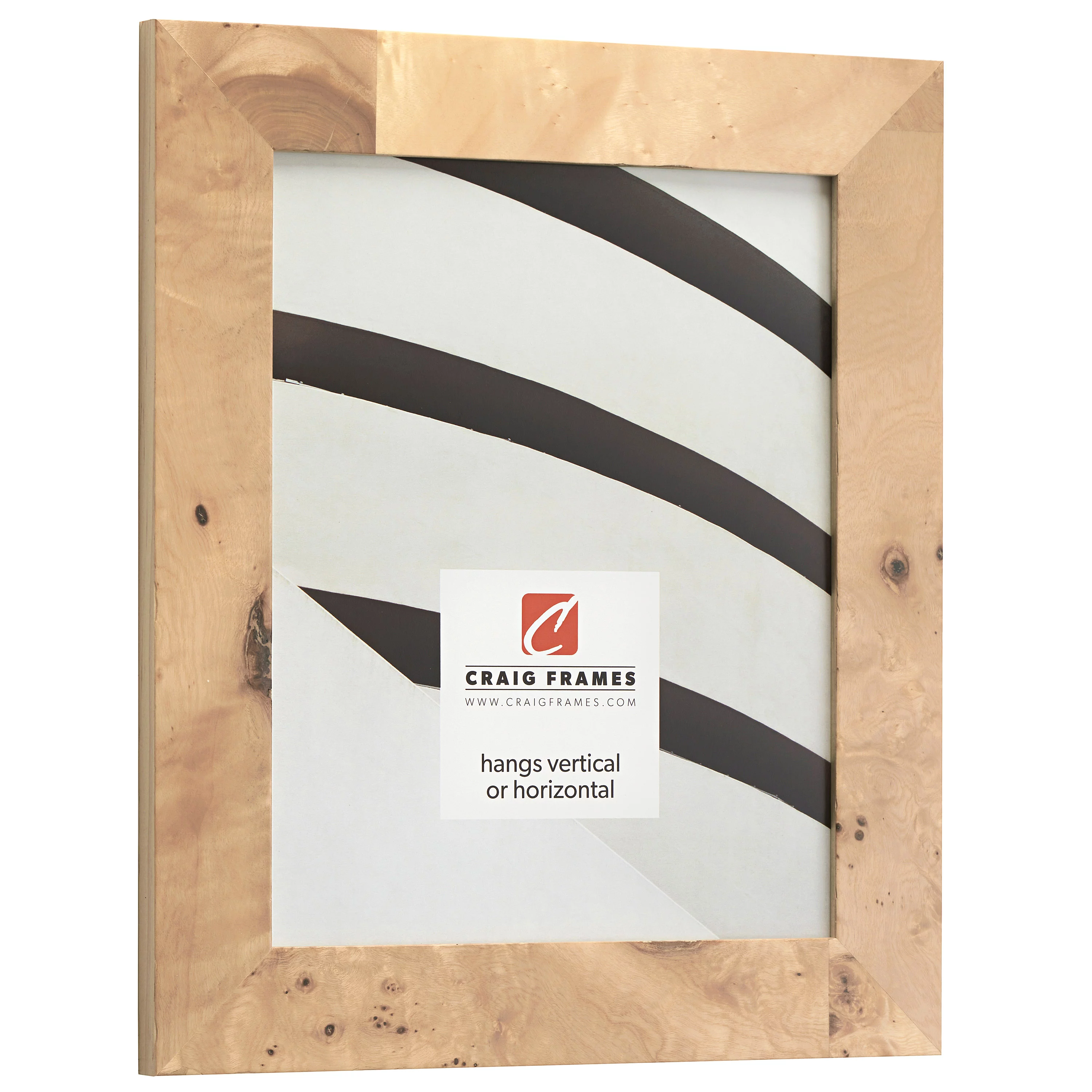 Craig Frames Innovations, 12x36 inch Natural Wood Burl Picture Frame Matted for a 8x32 Photo