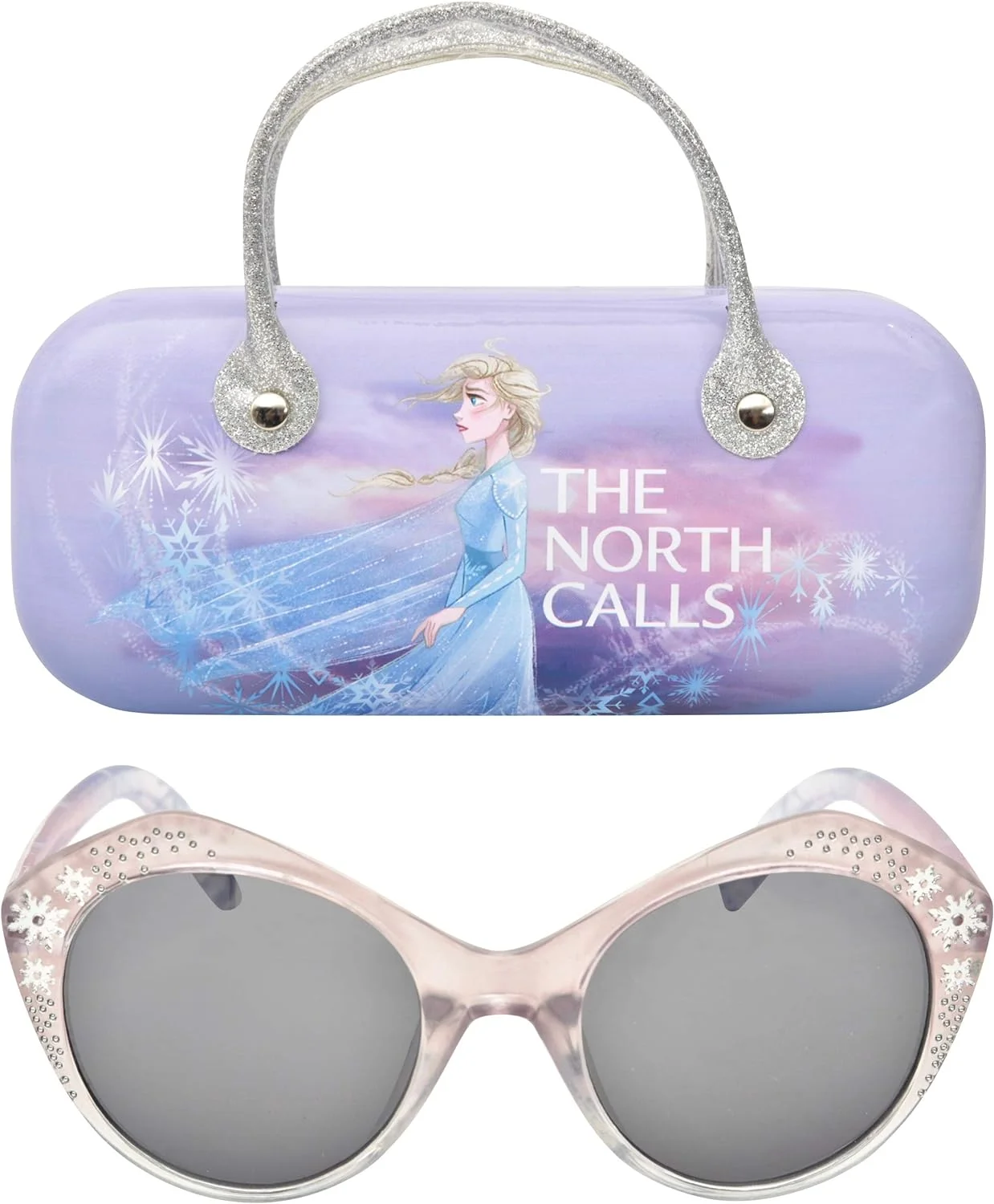 Disney Frozen II Clear Snowflake Kids Sunglasses for Girls with Purple Case