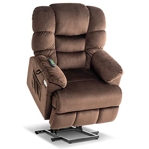 MCombo Triple Motor Power Lift Recliner Chair Sofa with Power Adjustable Headrest for Elderly People, Infinite Position, Fabric 7630 (Brown)