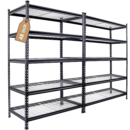 WORKPRO 5-Tier Metal Shelving Unit, 48”W x 24”D x 72”H, Heavy Duty Adjustable Storage Rack, 4000 lbs Load Capacity (Total), for Garage, Basement, Warehouse, Workshop