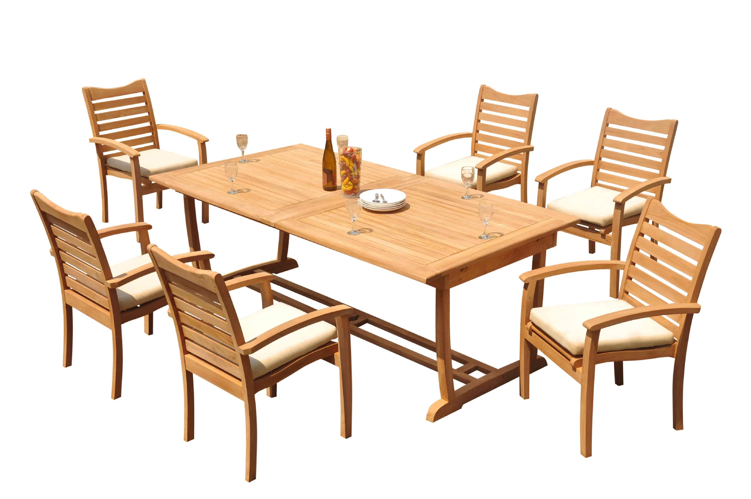 Grade-A Teak Dining Set: 6 Seater 7 Pc: 118